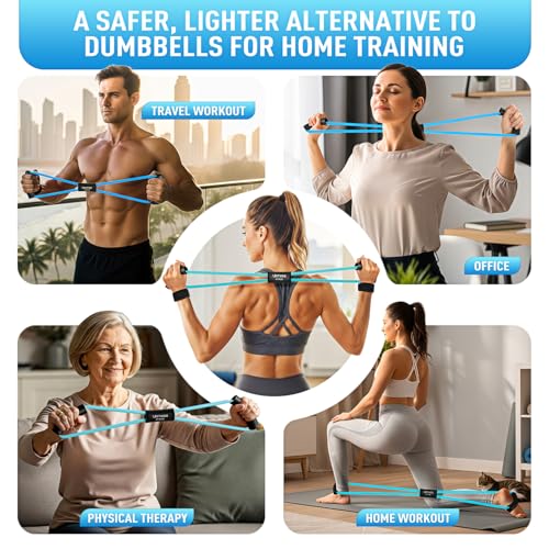 Image of Figure 8 Resistance Bands for Arm, Back - 3-Level Latex Heavy Exercise Bands with Handles for Strength Training, Full Body Workout, Physical Therapy, Pilates, Yoga, Home Gym Equipment for Women