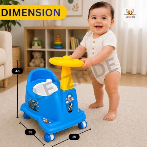 Image of Baby Potty Training Seat with Wheels & Steering | Ride On Potty Chair for Toddlers | Removable Bowl, BPA Free, Non-Toxic, Portable Toilet Trainer for Boys & Girls 6 Months to 3 Years | Blue