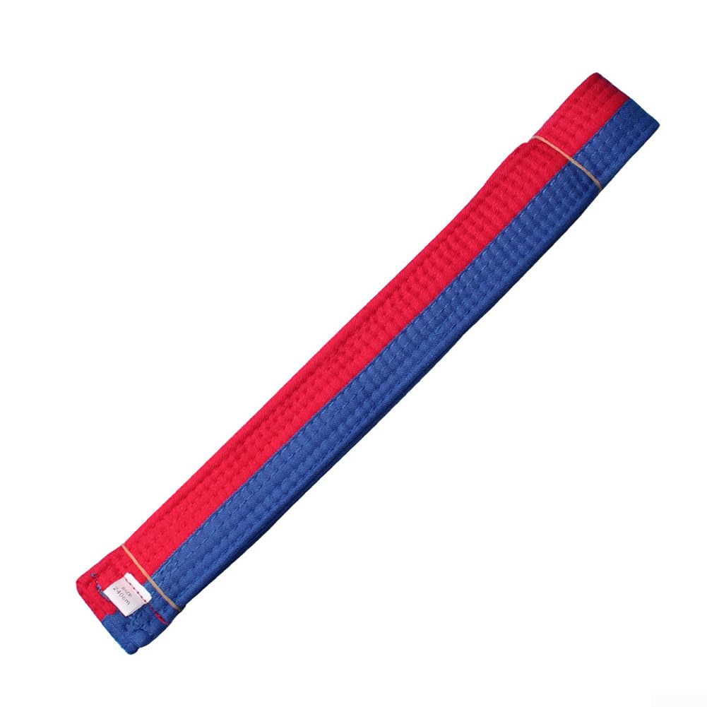 Ceinture de karaté pour judo taekwondo 280 cm de long, couche extérieure en polyester avec structure intérieure en feutre de coton double couche (vert-bleu)