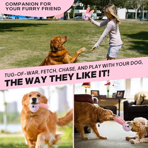 Image of Fida Squeaky Dog Toys for Aggressive Chewers 3 in 1, Dog Chew Toys with 3 Layers,Interactive Dog Toys for Large Dogs Balls to Keep Them Busy for Small Medium Dogs(Pink Bunny)