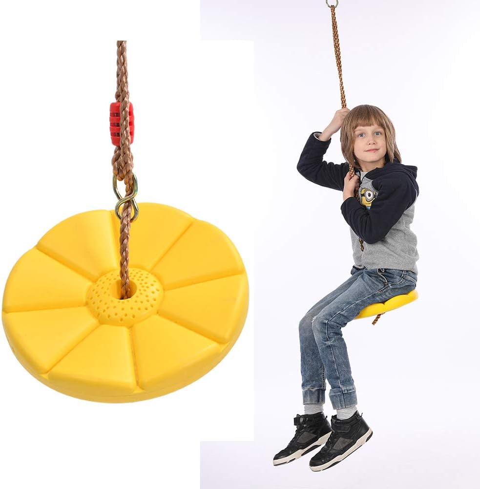 Tree Swing Climbing Rope with Platforms for Kids (200lbs, Yellow)