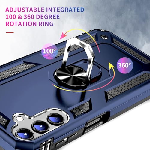 Image of for Samsung Galaxy S24 FE Case with Screen Protector, Military Grade Rugged Shockproof Galaxy S24 FE 5G Heavy Duty Protective Cover for Samsung S24 FE Magnetic Ring Kickstand Phone Case (Blue)