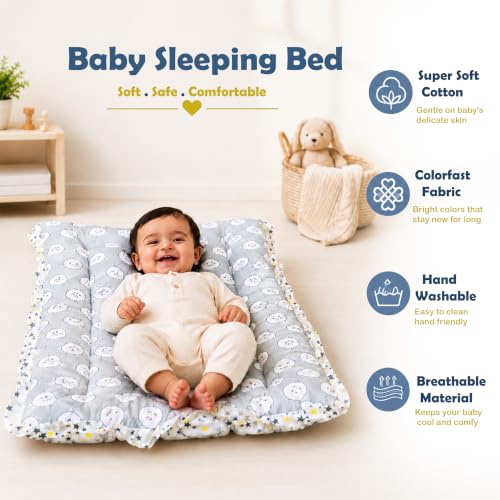 Image of Infantbond New Born Baby Cotton Baby Bed | Godari | Toddlers Bed | Baby Bedding |Baby Mattress | Cradle Bed | Multi-Color (Ziffi)