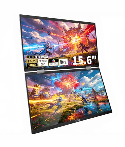 Image of LB D16 Portable Dual Monitor 15.6 Inch 1080P FHD IPS Stacked Double Screen USB-C Mini HDMI Dual Display with Gravity Sensor HDR for Coding Stock Trading Office