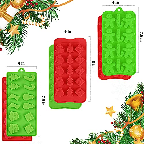 6Pcs Christmas Silicone Molds Chocolate And Candy Molds Set Santa Clause Snowman Christmas Tree Presents Gingerbread Star Candy Cane Molds Baking Molds For Cake Toppers,Ice Cubes,Jello For Party Decor #TOP1