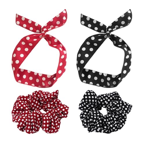 2 Bandeaux Pour Femmes Et 2 Élastiques À Cheveux Pour Femmes, Élastiques À Cheveux, Accessoires Pour Cheveux Rétro, Accessoires Pour Cheveux Imprimés À...