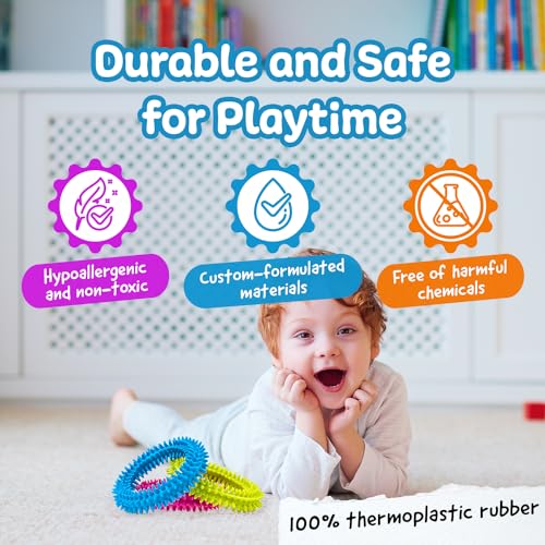 Impresa Fidget Toys Spiky Sensory Rings - 3-Pack, 2-Inch Inner / 4-Inch Outer - Sensory Toys & Classroom Prizes, Fidget Bracelet for Kids & Adults - Image 6