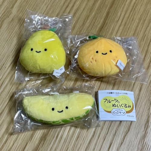 にっこりーノ フルーツのぬいぐるみ オレンジ 洋梨 メロン ガチャ 3点