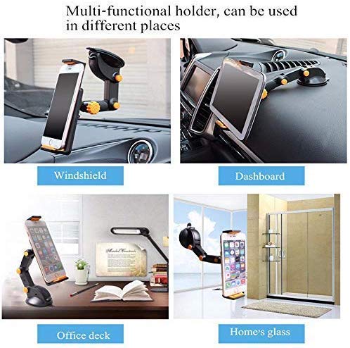 Image of JCB Shape Car Mobile Tablet Holder Ultra Silicon Gel Pad Suction Cup Flexible Neck 360 Degree Rotation Pefect for Windshield Dashboard Use Size 4-11 inch inch - (Black)
