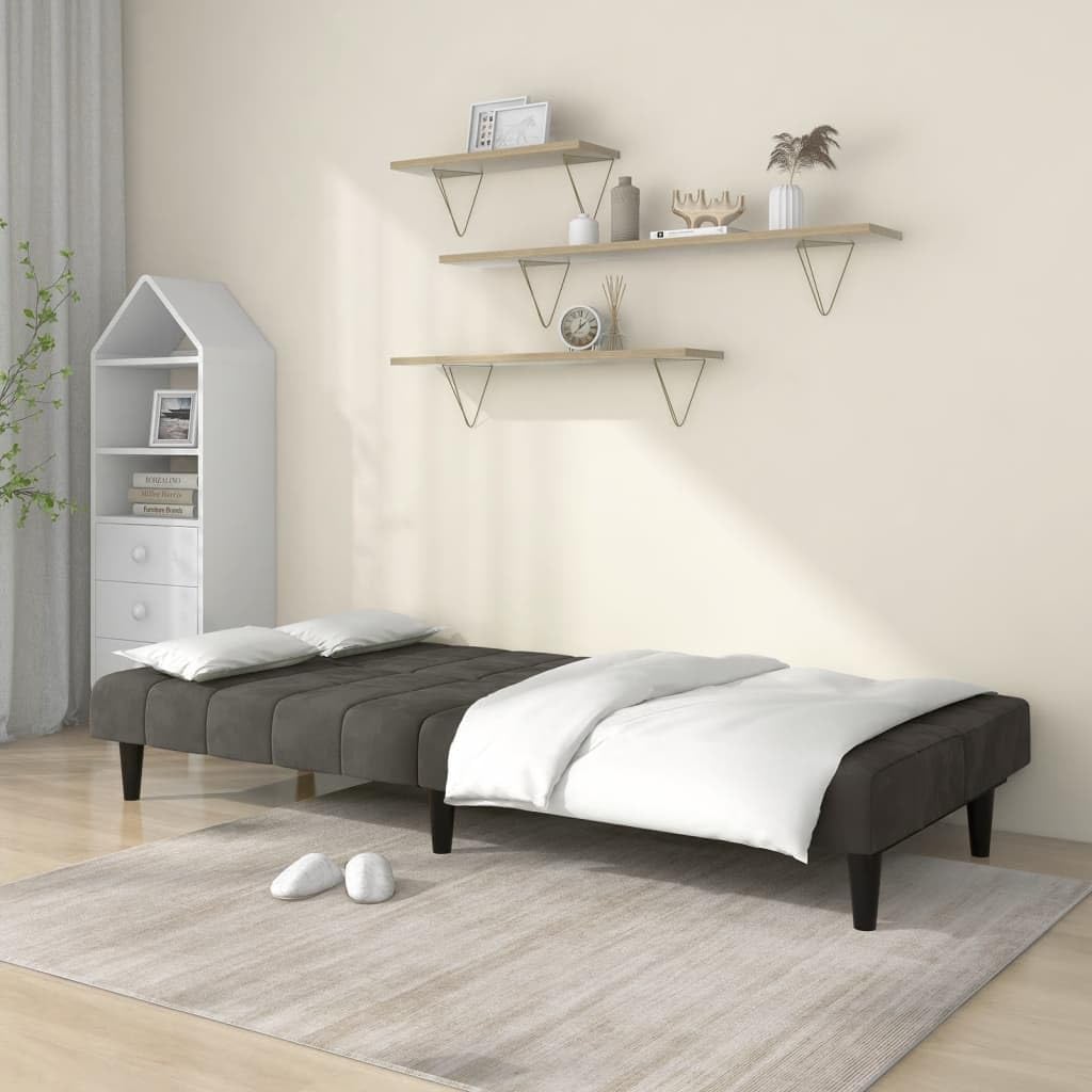 Sofa Bed Dark Grey Velvet (100% Polyester) Living Room Furniture