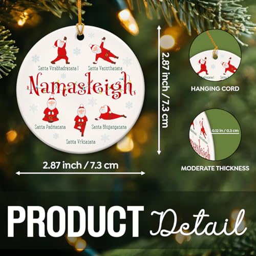 Yoga Ornaments for Christmas Tree, Santa Claus Meditation Ornaments - Namaste Yoga Gifts, Spiritual Gifts for Women, Lovers, Teachers, Instructors - Ceramic Christmas Hanging Decorations