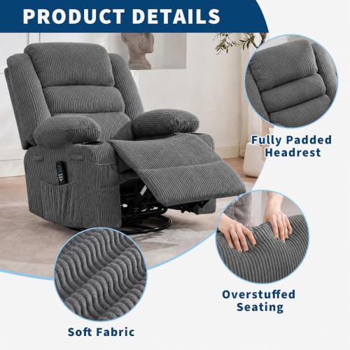 Image of Rocking Recliner Chair for Adults 360 Swivel Manual Recliner