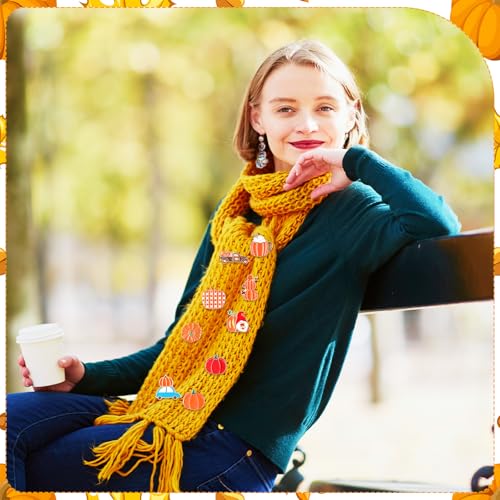 Image of Giegxin 40 Pcs Thanksgiving Pumpkin Pins for Backpacks Cute Sunflowers Fall Spice Lapel Pins Autumn Holiday Seasonal Brooch for Clothes Bags Accessories Gifts