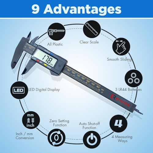 Image of Plastic Vernier caliper, Digital vernier caliper, Vernier caliper digital, 6 inch, Electronic
