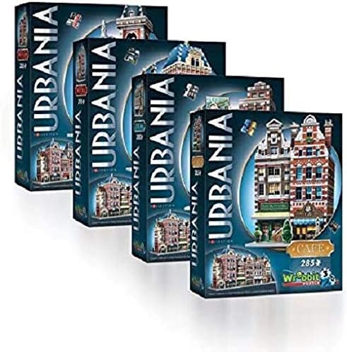 Sinoeem Wrebbit 3D Puzzle, Urbania Collection Bundle of 4 Includes-Cinema, FIRE Station,CAFÉ and Hotel 3D Jigsaw Puzzle. (Total 1165 Pieces)