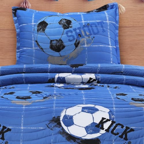 Miniatura 4 de Dhestia Home - Colcha Bouti Cosida Cama Infantil Y Juvenil Modelo Fútbol Quick Color Único Talla Cama 105