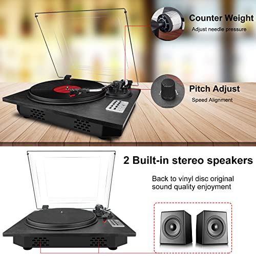 Vinyl Record Player, 3 Speed Turntable with Bluetooth Built-in Speakers Record Player Vinyl USB Direct MP3 Recording Phonograph Player, Adjustment Counterweight Pitch Control, Balck - Les Beatles, Paul McCartney, John Lennon, RIngo Starr, George Harrison Vinyl Record Player, 3 Speed Turntable with Bluetooth Built-in Speakers Record Player Vinyl USB Direct MP3 Recording Phonograph Player, Adjustment Counterweight Pitch Control, Balck – Image 5