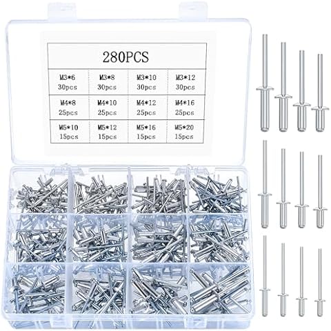 280 Pcs Aluminium Blind Rivets Assortment Cover