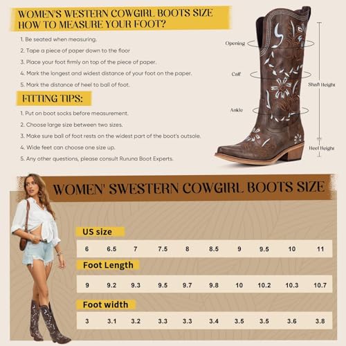 Image of Cowboy Boots for Women, Pointed Toe Chunky Heel | All-day walking comfort design, versatile for daily outfits, country music festivals and western style occasions