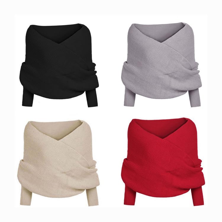 Freya Harper Scarf with Sleeves for Women, Knitted Scarf Sweater Wrap with Sleeves, Scarf Shawl Wraps for Women (Grey,one Size)4