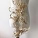3D Beaded Flower Embroidery Lace Patch Applique Crystal Sewing Lace Motif for Dance Costumes Ballgown Gold Color