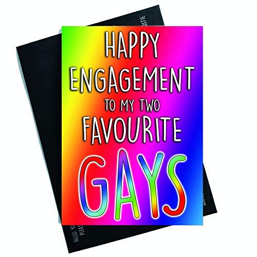 Funny Engagement Cards Gay Engagement Cards Friend Cards Happy Engagement to My Two Favourite Gays Funny Cards Gay Pride Congrats Card PC550