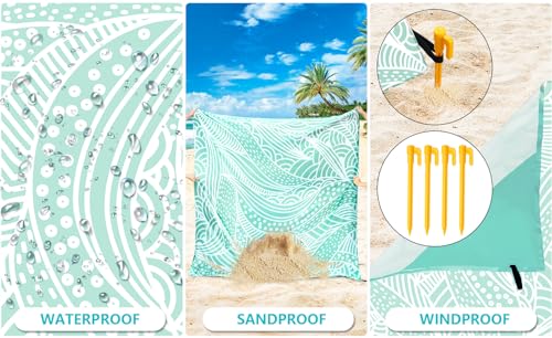 HIHOHO Beach Blanket Waterproof Sandproof Extra Large Beach Mat 79