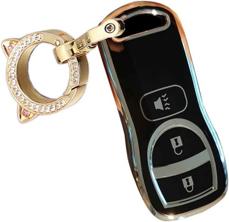 Miniatura 1 de ontto Carcasa para llave de control remoto inteligente de 3 botones para Nissan 2002-2006, bolsa para llavero de TPU Dudable antiarañazos para