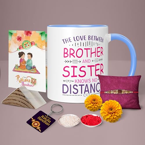 Image of Raksha Bandhan Gifts Printed Mug with Keychain Best Rakhi Combo Gift for Brother & Sister Rakshabandhan Return Gifts for Sister White 350ml Coffee Mug(Pack of 5)(Combo Set)(RMCKRCG316)