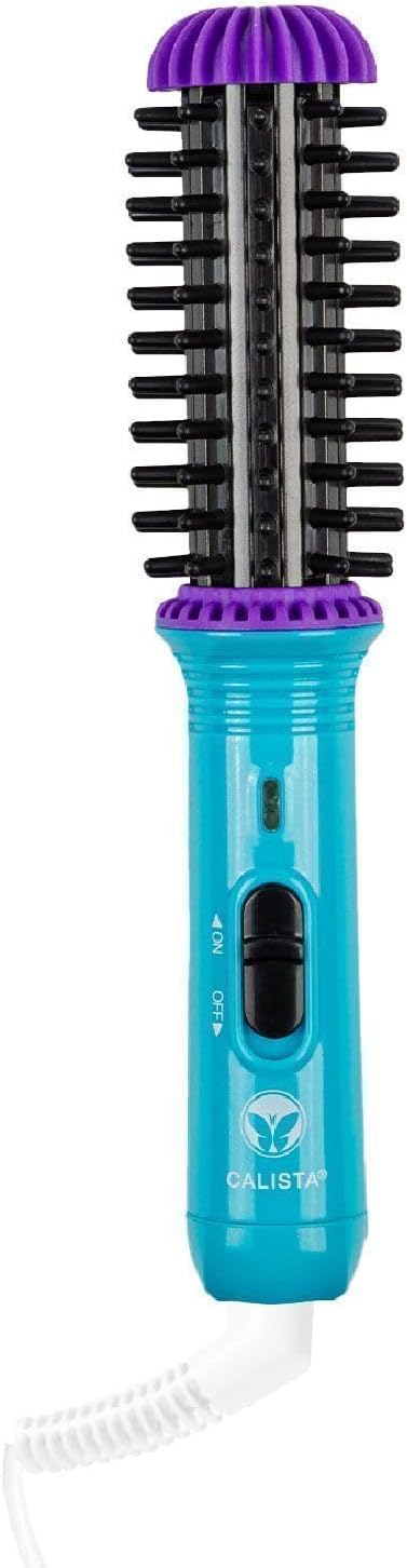 CALISTA GoGo Mini Heated Round Brush | Corded Electric Curl, Smooth & De-Frizz Styling Tool | 1" Barrel | Heats to 365°F |Travel-Friendly| Dual Voltage (Berry Burst)