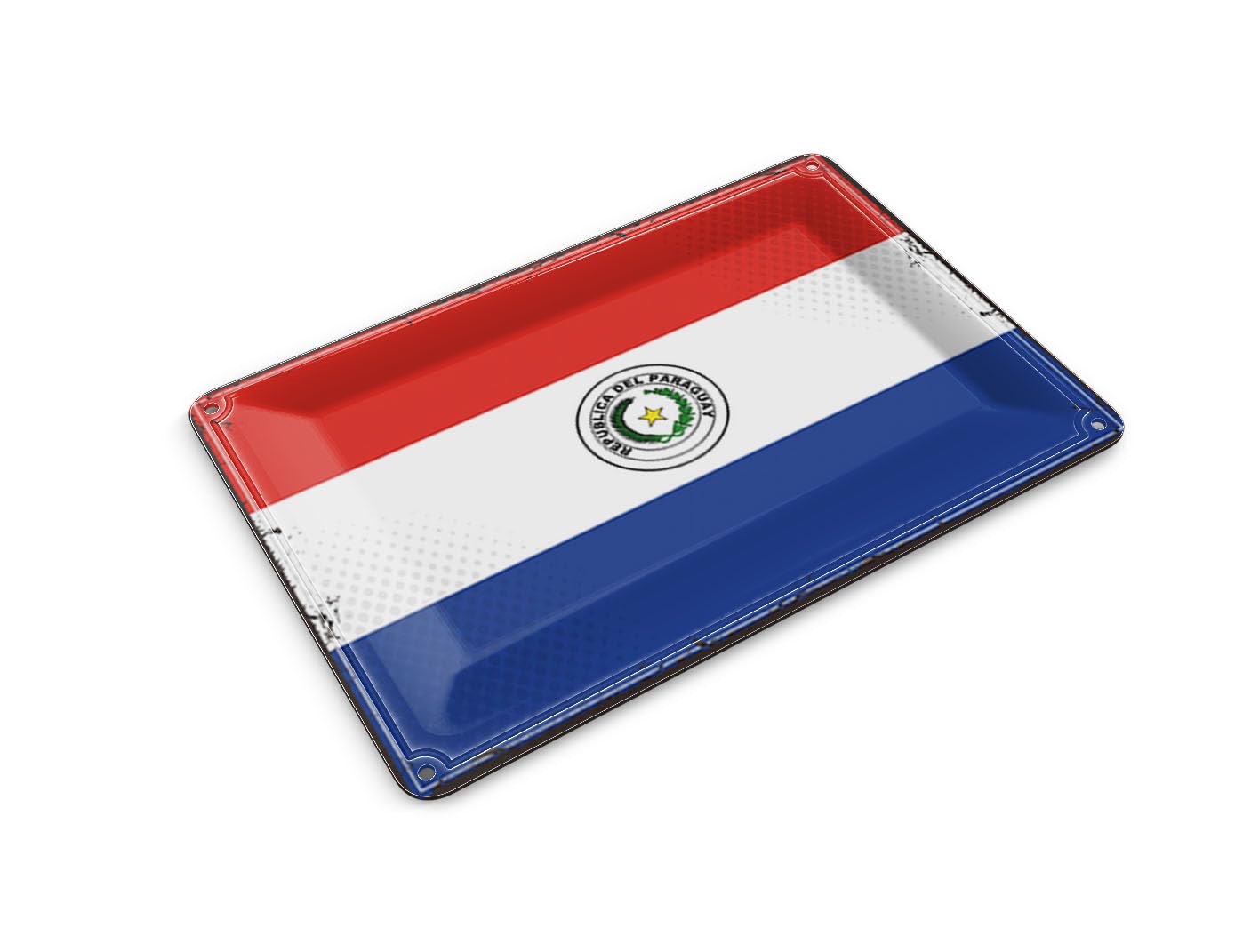 Femer Tin Postcard Paraguay Flag 14 x 10 cm Retro Flag of Paraguay Decorative Sign