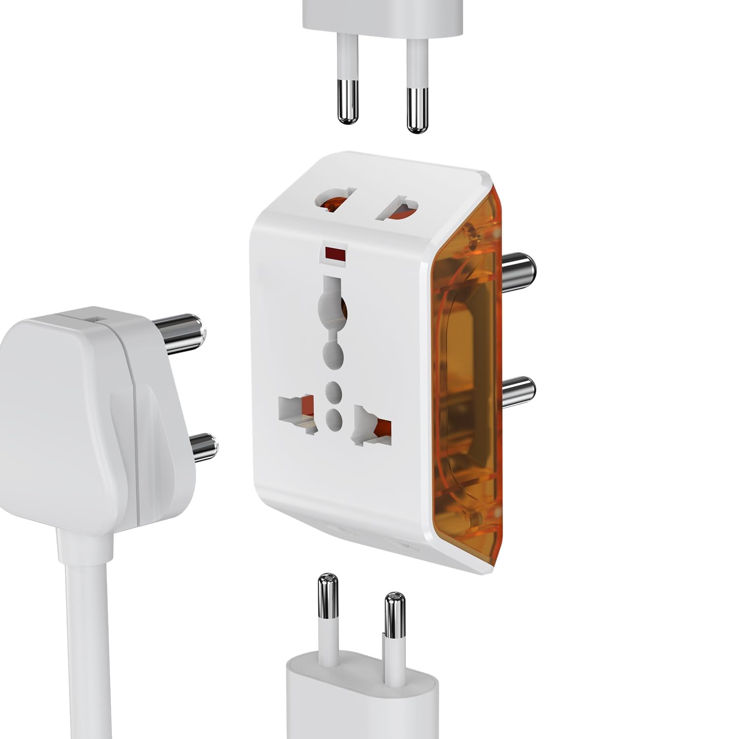 KM Gone 6A 3-Pin Multi Plug Adapter, 240V Universal Travel Socket for Home, Office & Travel Use - White & Red,Pack of 1,-image-37