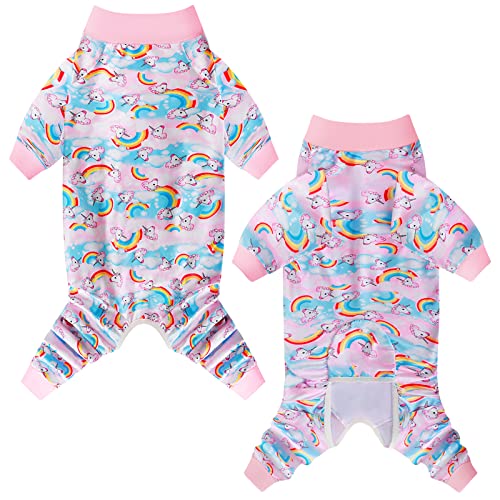 Pripre Dogs Surgery Recovery Suit Unicorn Printed Long Sleeve Shirts Soft Pajamas Onesie Jumpsuit Prevent Licking Dogs Shedding Suit For Large Dogs(Pink,3Xl) #TOP1