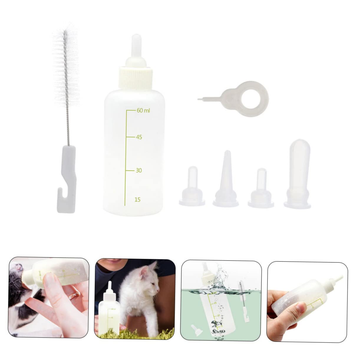 Sosoport 2 Sets Pet Feeding Bottle Small Milk Bottle for Puppies Kittens Livestock