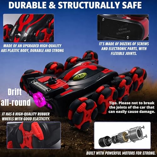 Image of RC Stunt Car 8 Wheels Gesture Sensing Drift Smoke Toy 8Wd Rechargeable Remote Control Racing Cars 360 Rotating LED Lights Hand Crawler Toy Gift for Kids Boys Adults 5+ Years