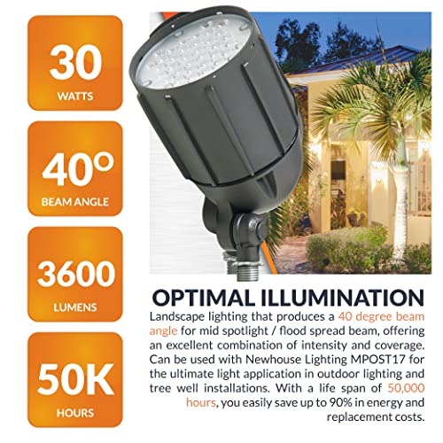 30-Watt Outdoor LED Flood Light, Weatherproof, Bronze. for use in Flag Pole, Flood, backyards, Playground, and Landscape Lighting Applications.