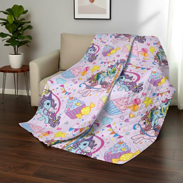 Image of Northwest My Little Pony Pony Party Quilted Blanket, Comfy Throw, Adults Boys Girls, Soft Lightweight Bedding for Bed, or Couch, 60 x 80 inches