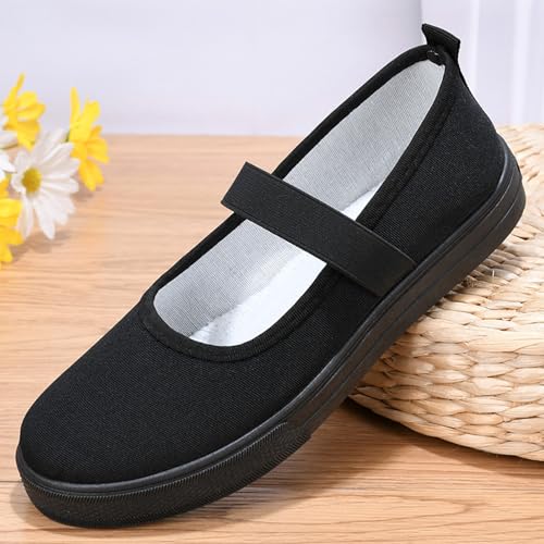Women's Canvas Mary Jane Flats Shoes Round Toe Lightweight Orthotic Shoes with Arch Support Comfort Casual Nurse Work Flats2
