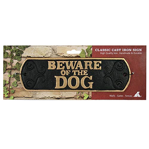 Beware of The Dog Cast Iron Landscape Sign