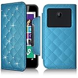 KARYLAX Seluxion   Housse Coque Etui Portefeuille Style Diamant Universel S Couleur Bleu Clair pour Nokia Lumia 635