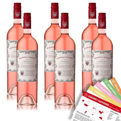 Doppio Passo Primitivo Puglia Rosato IGT halbtrocken sortenreines Weinpaket + VINOX Winecards (6x0 75l)