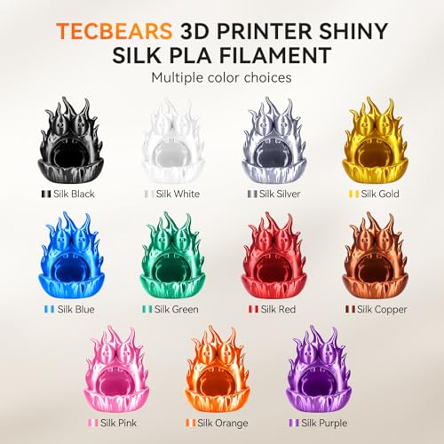 Image of TECBEARS Silk Filament 1.75, Shiny Silk PLA Filament, 3D Printer Filament with Smooth Silky Surface, Dimensional Accuracy + /- 0.02mm, Fit Most FDM 3D Printers, Silk Red 1KG