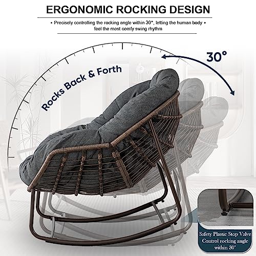 Outdoor-Rocking-Chair-Patio-Oversized-Wicker-Egg-Rocking-Chair-Indoor-Outdoor-Comfy-Rocker-Chair-with-Thick-Cushion-Modern-Lounge-Chair-for-Balcony-Front-Porch-Garden-Backyard-Deck-Grey Outdoor Rocking Chair Patio Oversized Wicker Egg Rocking Chair Indoor Outdoor Comfy Rocker Chair with Thick Cushion Modern Lounge Chair for Balcony Front Porch Garden Backyard Deck Grey