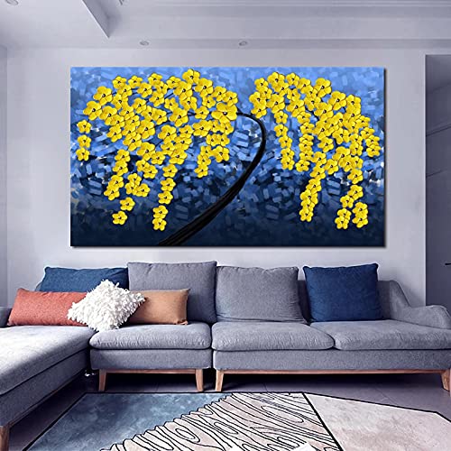 Toile arbre d'or pour salon chic décoration murale grand format