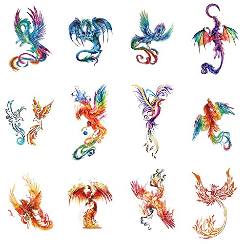 Wyuen 12 PCS Hummingbirds Temporary Tattoo Sticker for Women Men Fashion Body Art Adults Waterproof Hand Fake Tatoo 9.8X6cm (FW12-25)