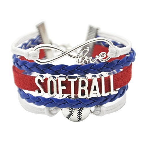 HHHbeauty Infinity Girls Softball Bracelet - Friendship Girls Softball Charm Bracelet Gifts for Girls, Women, Softball Lovers, Softball Themed Gifts Bulk