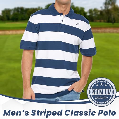 BAAZ Polo para Hombre a Rayas - Algodón Transpirable - Manga Corta con Botones y Largo al Codo miniatura 2