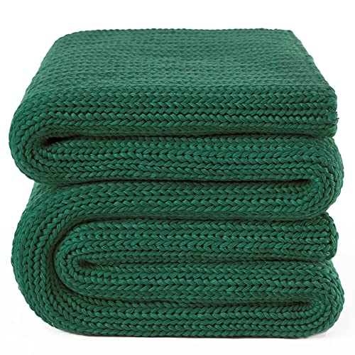 Guohaoi Knitted Weighted Blanket for Adults (Green 60"x80" 15lbs) No Beads Cooling Throw Blanket for Hot Sleepers, Home Decor Breathable Chunky Knit Heavy Blanket Use on Queen/King Size Bed