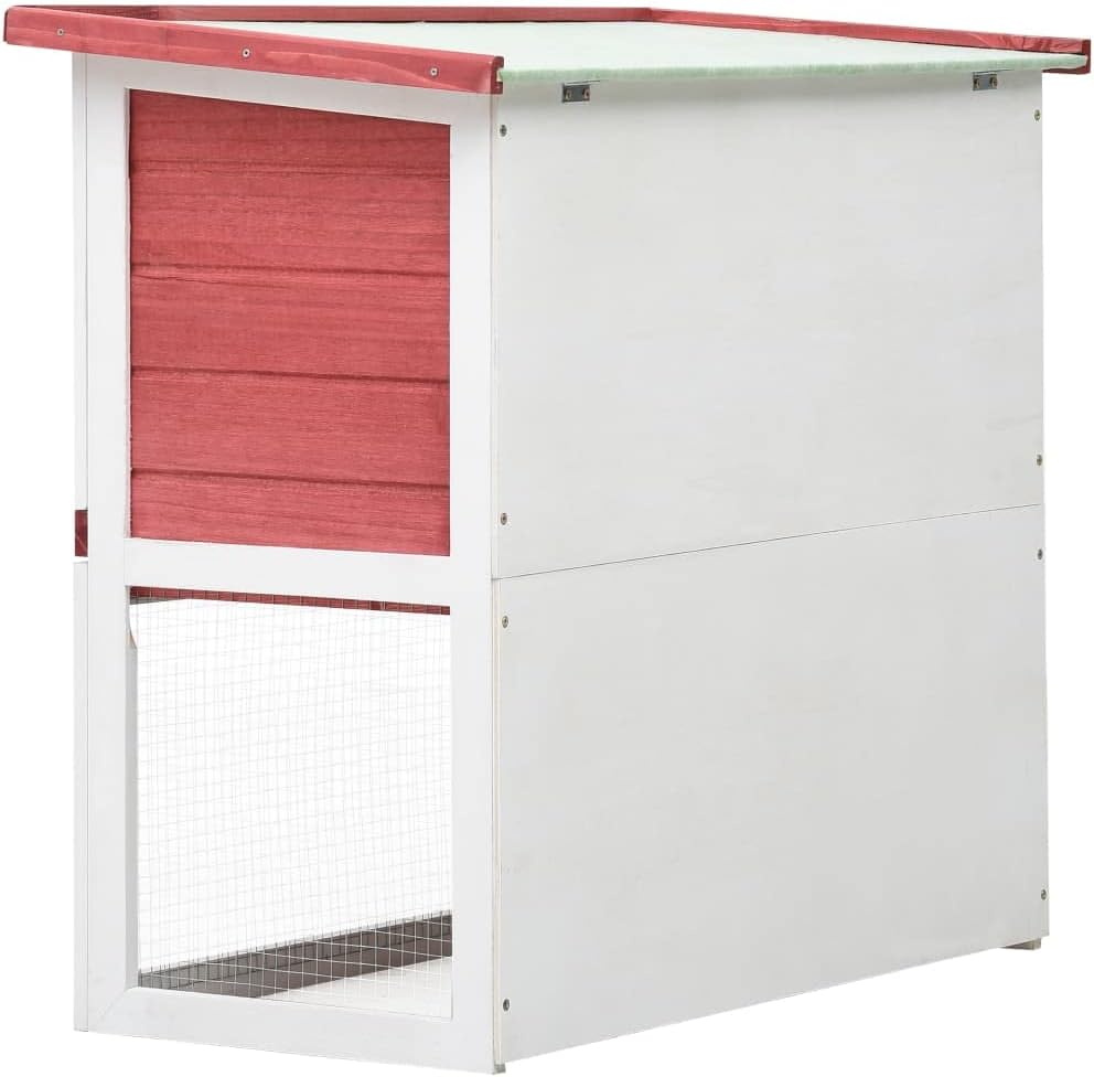 Two Floors Wooden Outdoor Indoor Roof Waterproof Bunny Hutch, Small Animal House Pet Cage, Small Animal Habitat, Outdoor Rabbit Hutch 1 Door Red Wood