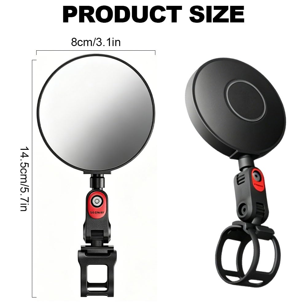 2 Stück Rückspiegel für Roller, Verstellbare Rückspiegel, E-Scooter Rückspiegel, 360° Verstellbarer Lenkerspiegel, Universaler Fahrradspiegel für Elektroscooter, E-Bike, Cityrad
